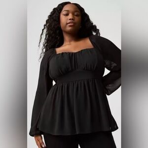 Torrid Peplum Chiffon Long Sleeve Top